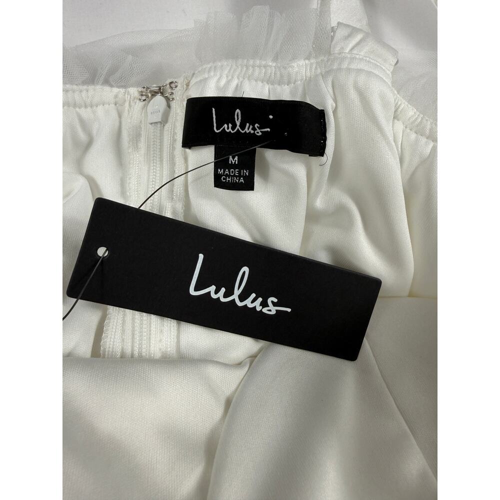 NWT Lulus Ethereal Impression White Coquette ruffled midi wedding dress Sz M - Picture 3 of 15